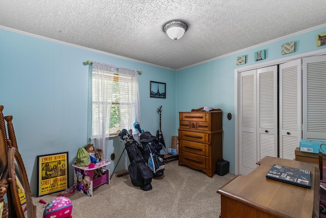 144 Bible Dr, Benton, TN 37307 - office featuring crown molding, carpet floors, and a textured ceiling