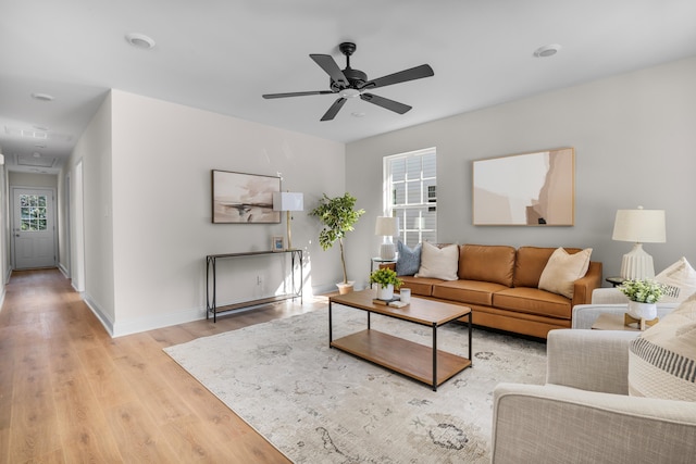 812 Aubrey Ave, Chattanooga, TN 37411 - living room with light wood finished floors, plenty of natural light, a ceiling fan, and attic access