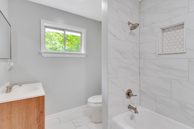 4212 Rogers Rd, Chattanooga, TN 37411 - bathroom with vanity,  shower combination, and marble look tile flooring