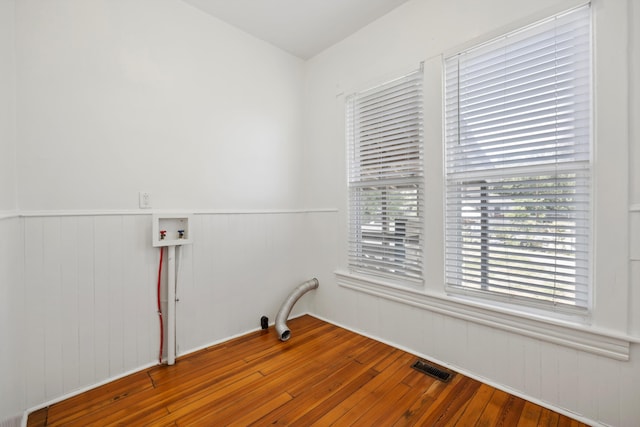 1306 Bailey Ave, Chattanooga, TN 37404 - laundry room with hookup for a washing machine, hardwood / wood-style floors, and wainscoting