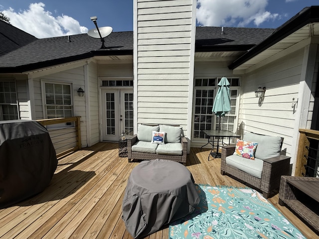 120 Oakhurst Ter NE, Calhoun, GA 30701 - wooden deck featuring french doors and an outdoor hangout area