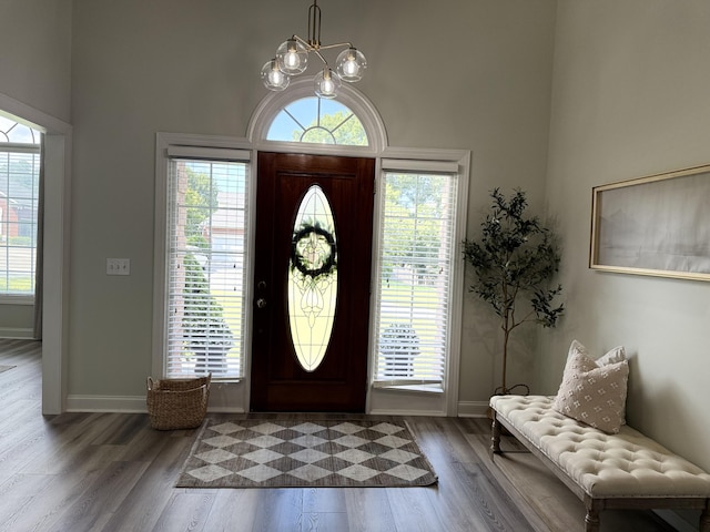 120 Oakhurst Ter NE, Calhoun, GA 30701 - foyer entrance with a high ceiling, wood finished floors, and a chandelier