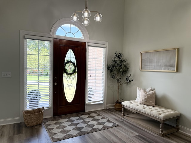 120 Oakhurst Ter NE, Calhoun, GA 30701 - foyer with wood finished floors, plenty of natural light, a chandelier, and a high ceiling