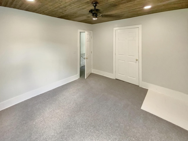 1116 Magnolia St, Lafayette, GA 30728 - spare room with recessed lighting, carpet floors, ceiling fan, and wood ceiling