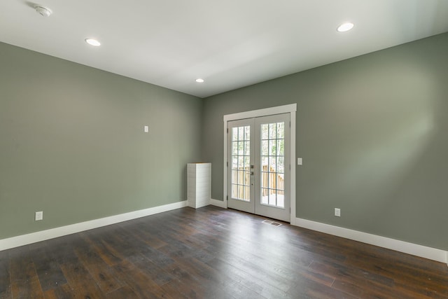 483 W Reed Rd, Lafayette, GA 30728 - empty room with french doors, a smoke detector, dark wood-type flooring, and recessed lighting