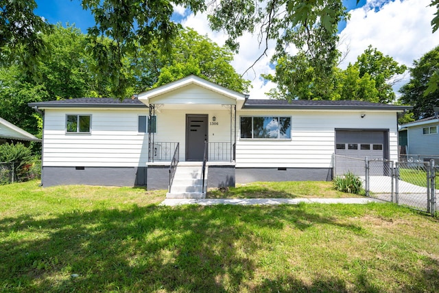 1306 Raydine Ln, Rossville, GA 30741 - single story home featuring crawl space, an attached garage, a porch, and concrete driveway