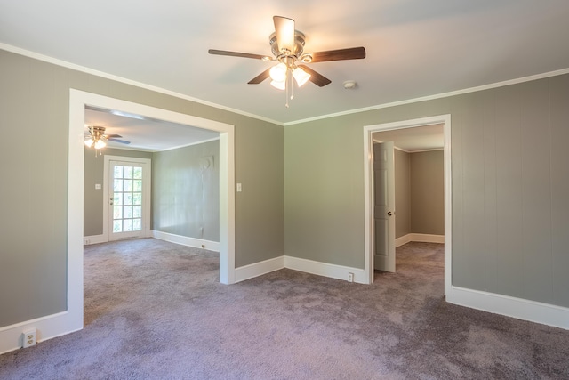 203 S High St, Lafayette, GA 30728 - carpeted spare room featuring a ceiling fan, ornamental molding, and a smoke detector