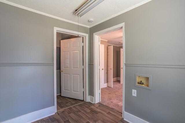 203 S High St, Lafayette, GA 30728 - spare room featuring a smoke detector, crown molding, and dark wood-style flooring
