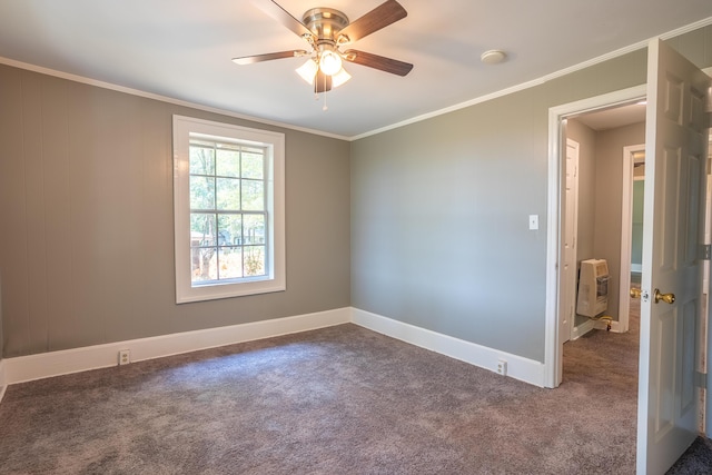 203 S High St, Lafayette, GA 30728 - carpeted spare room with a smoke detector, ceiling fan, heating unit, and ornamental molding