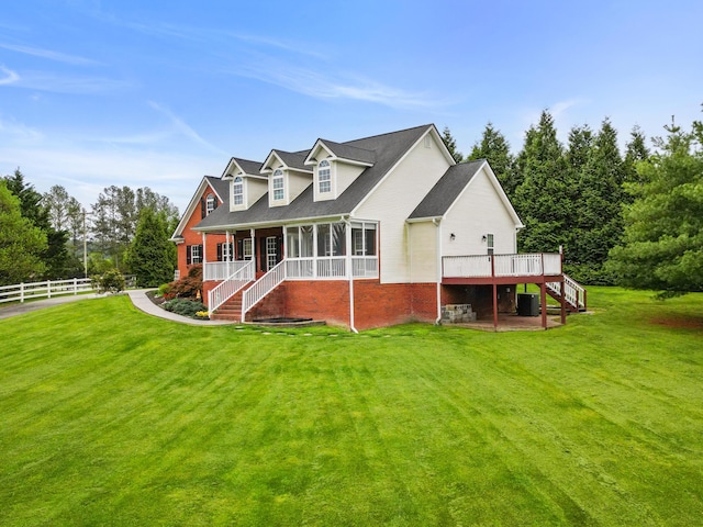 1502 Brock Cir, Ringgold, GA 30736 - view of front facade featuring stairway, a deck, and covered porch