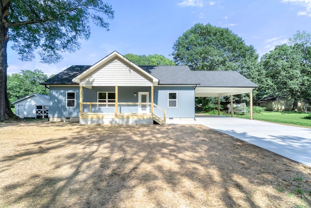 307 Cavender St, Lafayette, GA 30728 - view of front of property with crawl space, covered porch, driveway, and an attached carport