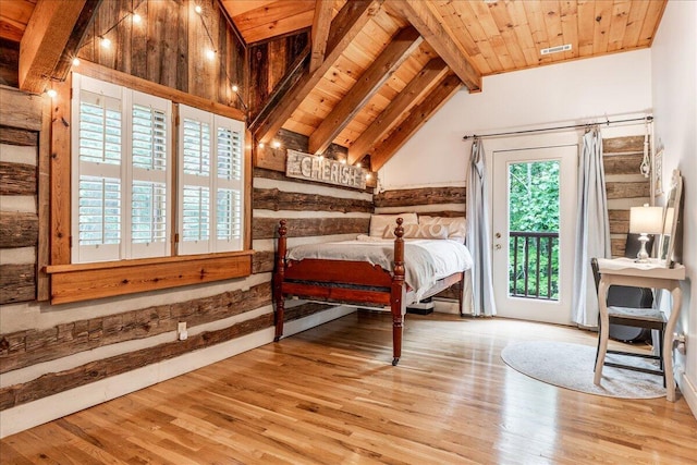 1908 Clear Brooks Dr, Signal Mountain, TN 37377 - unfurnished bedroom with wood ceiling, access to outside, and wood finished floors