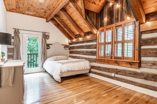 1908 Clear Brooks Dr, Signal Mountain, TN 37377 - bedroom with wooden ceiling, wood finished floors, and access to outside
