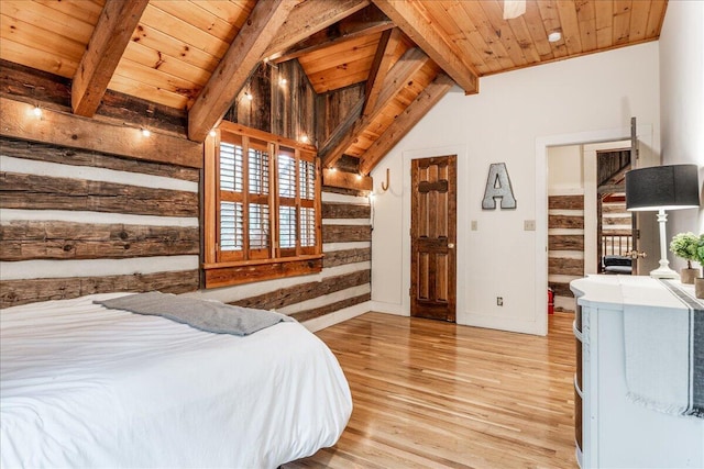 1908 Clear Brooks Dr, Signal Mountain, TN 37377 - bedroom with light wood finished floors and a wood ceiling with exposed beams