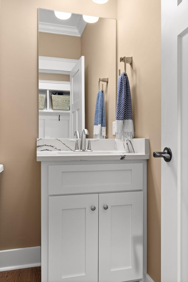 9795 Trestle Cir, Ooltewah, TN 37363 - bathroom with crown molding and vanity