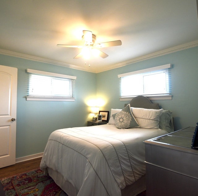 268 Lawrence Dr, Rossville, GA 30741 - bedroom with ornamental molding, wood finished floors, and ceiling fan