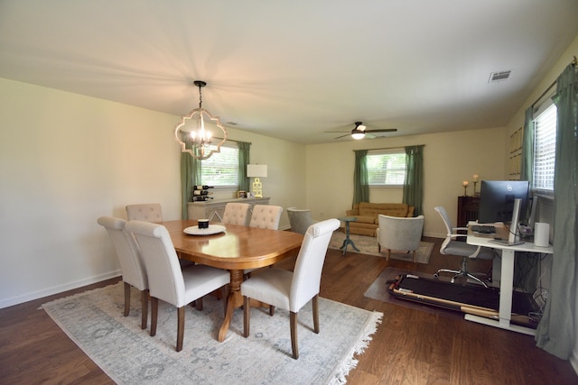 268 Lawrence Dr, Rossville, GA 30741 - dining room featuring wood finished floors, ceiling fan, and plenty of natural light