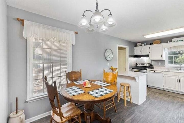 346 Thomas Rd, Benton, TN 37307 - dining area with a chandelier, plenty of natural light, and wood finished floors