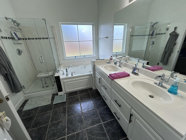 7901 Hamilton Mill Dr, Chattanooga, TN 37421 - full bathroom featuring a stall shower, a garden tub, and double vanity