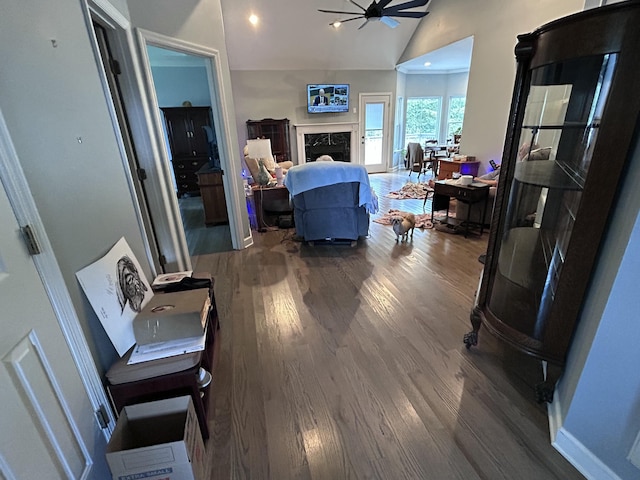 7901 Hamilton Mill Dr, Chattanooga, TN 37421 - bedroom featuring wood finished floors, a premium fireplace, and vaulted ceiling