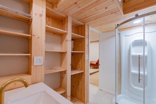 4205 Seneca Ave, Chattanooga, TN 37409 - bathroom with wooden ceiling and a shower stall