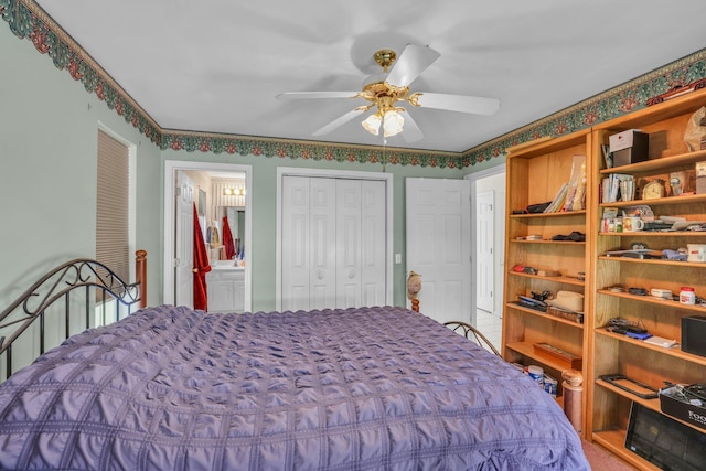 6661 Hickory Trace Cir, Chattanooga, TN 37421 - bedroom featuring a ceiling fan and ensuite bath