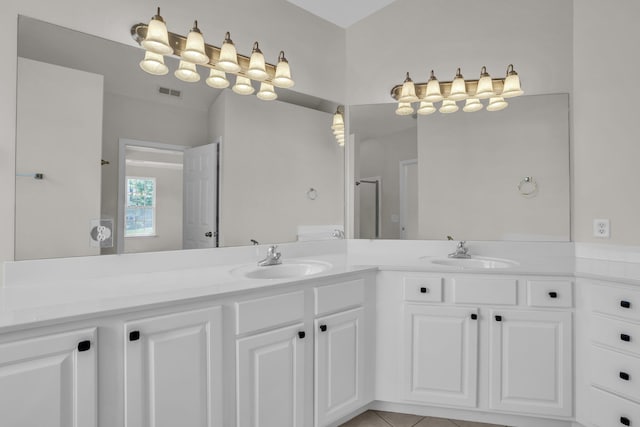 5586 Crooked Creek Dr, Ooltewah, TN 37363 - bathroom with double vanity and a shower with door