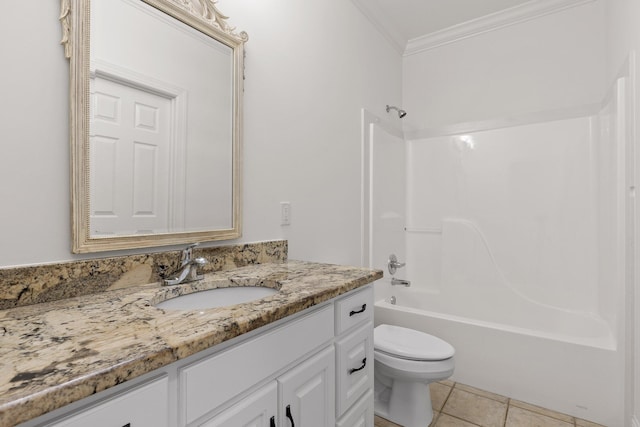 9539 Shadow Crossing Ln, Chattanooga, TN 37421 - bathroom with ornamental molding, vanity, shower / bathtub combination, and tile patterned flooring