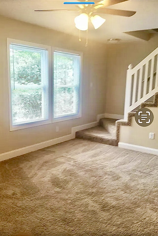 221 Cliftview Dr, Chattanooga, TN 37415 - carpeted empty room with ceiling fan and stairs
