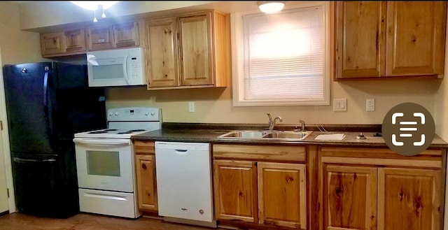 221 Cliftview Dr, Chattanooga, TN 37415 - kitchen with white appliances and dark countertops