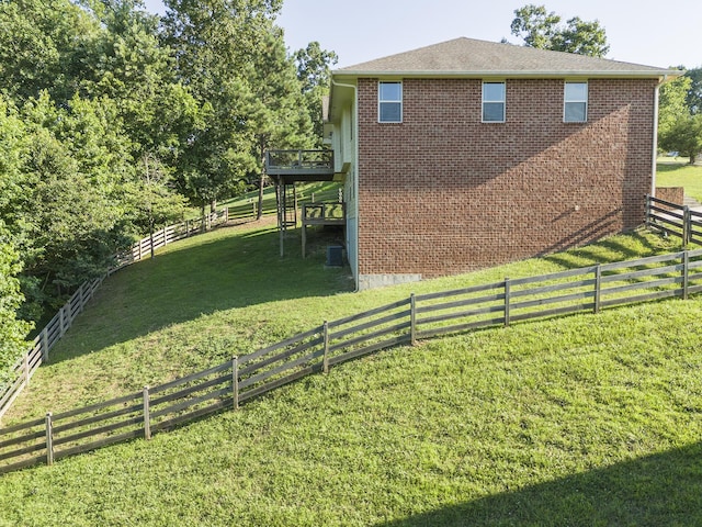 6253 River Stream Dr, Harrison, TN 37341 - view of side of property featuring a deck, stairway, brick siding, and a fenced backyard