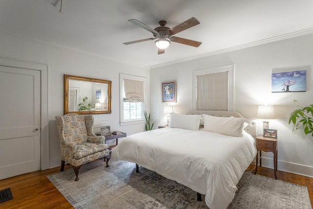 2 Mother Goose Vlg, Lookout Mountain, GA 30750 - bedroom featuring crown molding, wood finished floors, and a ceiling fan