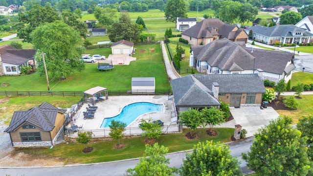 9253 Skyfall Dr, Ooltewah, TN 37363 - aerial perspective of suburban area featuring a pool area