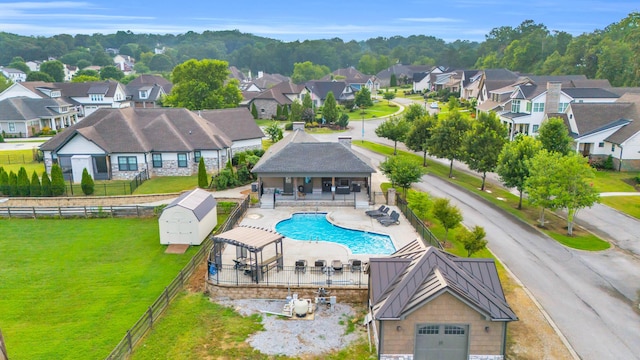 9253 Skyfall Dr, Ooltewah, TN 37363 - aerial perspective of suburban area with a pool area