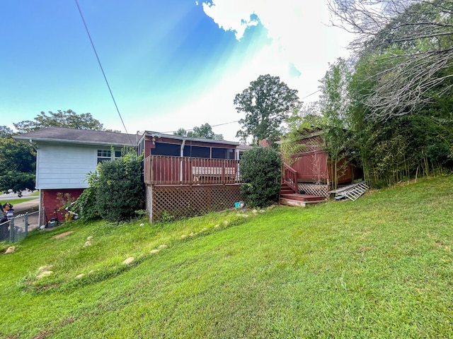 6413 Edgmon Dr, Chattanooga, TN 37421 - view of grassy yard with a deck