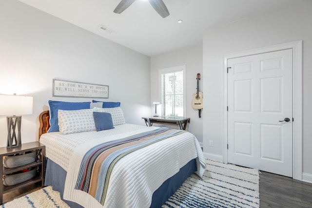 143 Walden Dr, Signal Mountain, TN 37377 - bedroom with wood finished floors, ceiling fan, and recessed lighting