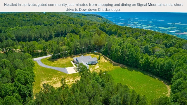 143 Walden Dr, Signal Mountain, TN 37377 - aerial view of property and surrounding area featuring a forest
