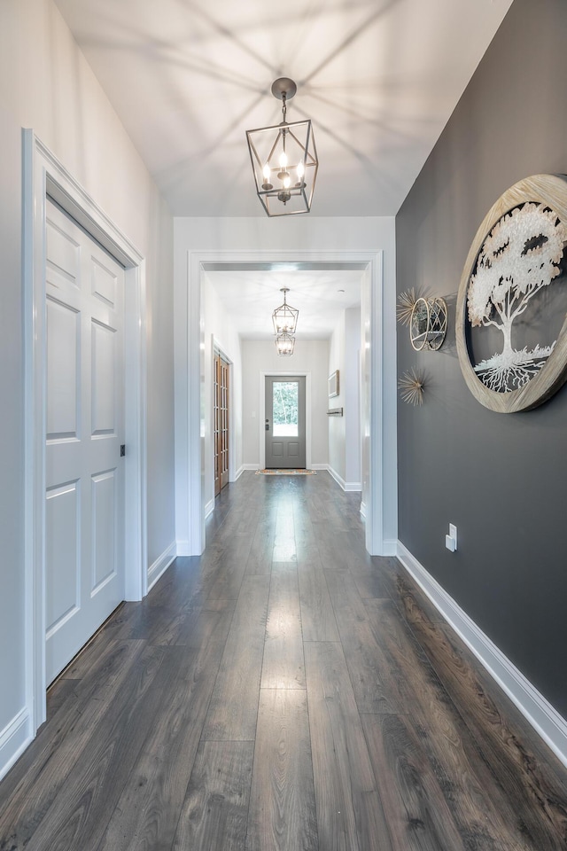 143 Walden Dr, Signal Mountain, TN 37377 - foyer featuring a chandelier and dark wood-type flooring