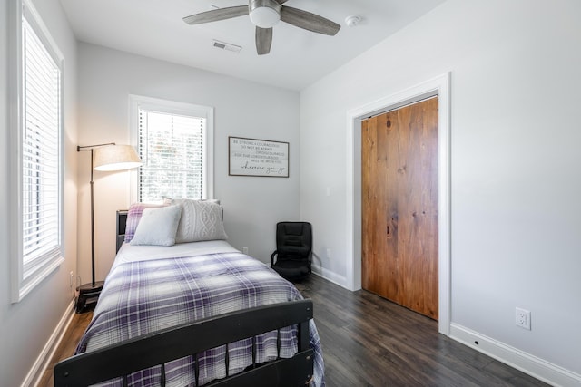 143 Walden Dr, Signal Mountain, TN 37377 - bedroom featuring dark wood finished floors and ceiling fan