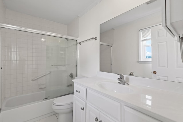 4920 Pine Cir, Ooltewah, TN 37363 - bathroom featuring vanity, enclosed tub / shower combo, and tile patterned flooring