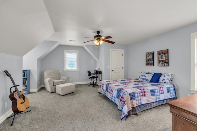 7459 Red Poppy Dr, Ooltewah, TN 37363 - bedroom featuring a ceiling fan, carpet floors, and vaulted ceiling