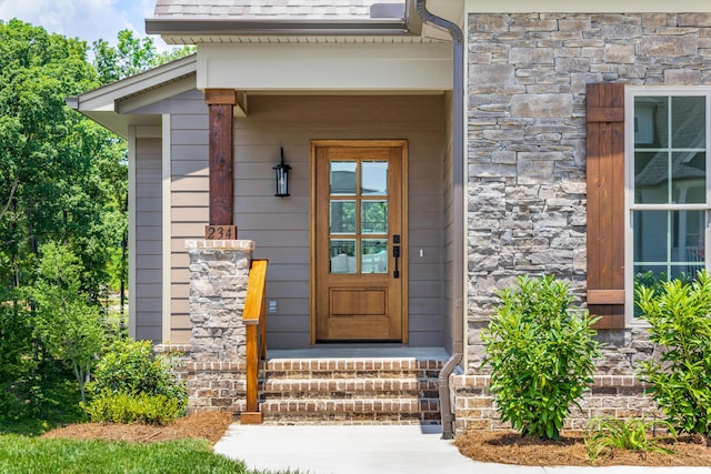 234 Goose Creek Cir, Soddy Daisy, TN 37379 - doorway to property with stone siding