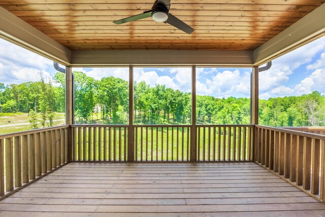 234 Goose Creek Cir, Soddy Daisy, TN 37379 - wooden terrace with a ceiling fan and view of scattered trees