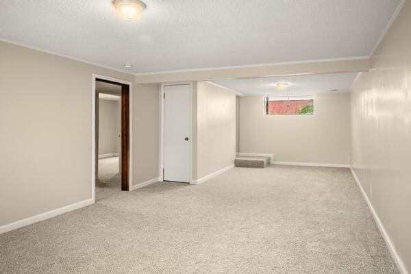 3224 Through St, Chattanooga, TN 37411 - below grade area with carpet, a textured ceiling, and ornamental molding