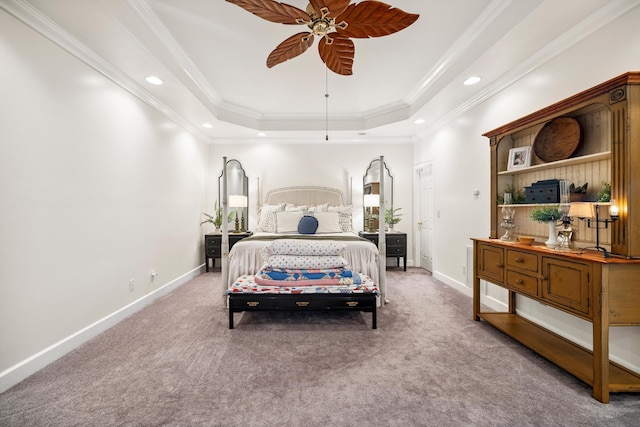 51 Montview Ct, Ringgold, GA 30736 - bedroom featuring a tray ceiling, recessed lighting, carpet, ornamental molding, and ceiling fan