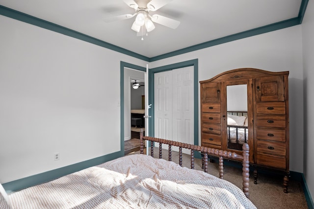 1303 Rockdale Ln, Hixson, TN 37343 - carpeted bedroom with a closet and ceiling fan