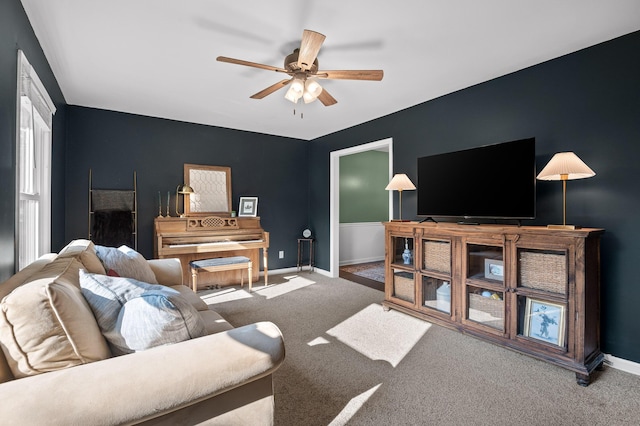 1303 Rockdale Ln, Hixson, TN 37343 - living room featuring ceiling fan and carpet floors