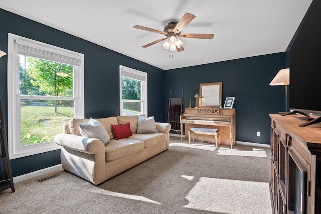 1303 Rockdale Ln, Hixson, TN 37343 - living area with a ceiling fan and carpet floors