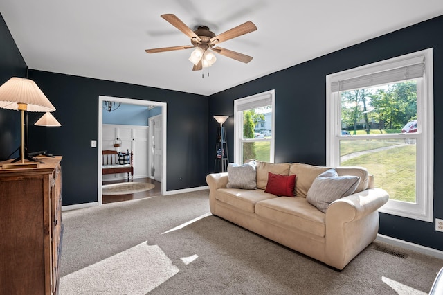 1303 Rockdale Ln, Hixson, TN 37343 - living area featuring ceiling fan and carpet