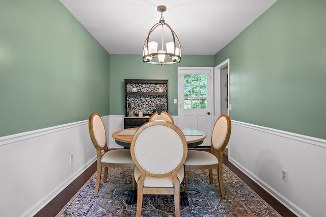 1303 Rockdale Ln, Hixson, TN 37343 - dining area featuring dark wood-style floors and a chandelier